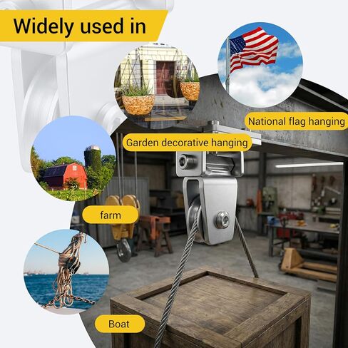 Hicarer 6 Pcs 1-3/8" Groove Cable Pulley Rotation Traction Wheel for Wall Ceiling Mount, Heavy Duty Pulley Block Roller System Duplex Bearing Silent for Rope Lifting Gym Equipment Sliding Gate, 330lb in Saudi Arabia