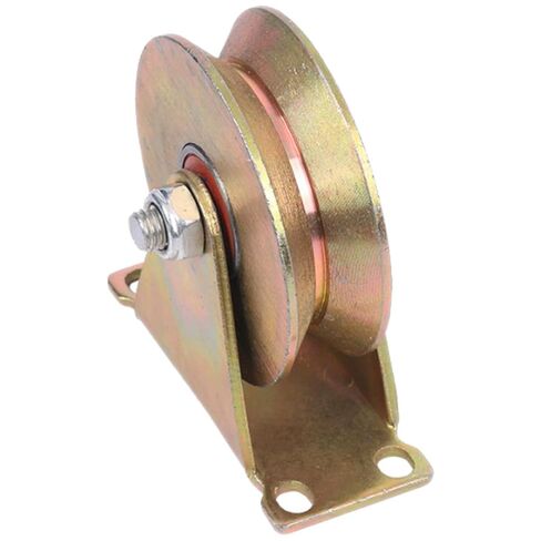 4 Inch V-Shaped Pulley Wheel Heavy Duty Steel Cable Traction Block Ball Bearing Guide for Wire Rope for Ceiling Mounting and Industrial Use in Kuwait