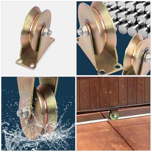 4 Inch V-Shaped Pulley Wheel Heavy Duty Steel Cable Traction Block Ball Bearing Guide for Wire Rope for Ceiling Mounting and Industrial Use in Kuwait