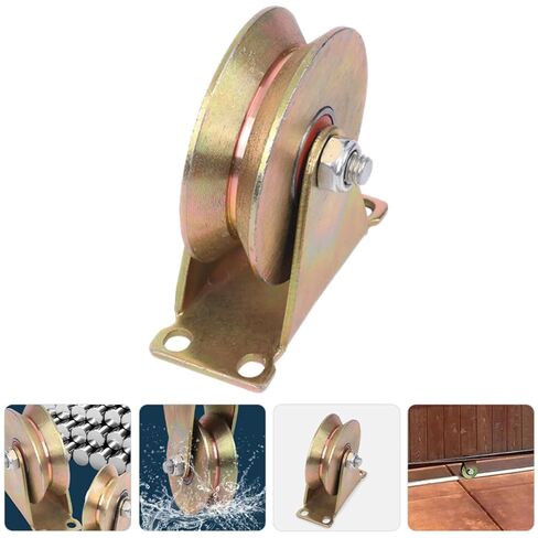 4 Inch V-Shaped Pulley Wheel Heavy Duty Steel Cable Traction Block Ball Bearing Guide for Wire Rope for Ceiling Mounting and Industrial Use in Kuwait
