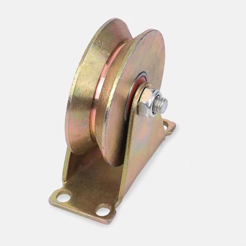 4 Inch V-Shaped Pulley Wheel Heavy Duty Steel Cable Traction Block Ball Bearing Guide for Wire Rope for Ceiling Mounting and Industrial Use in Kuwait