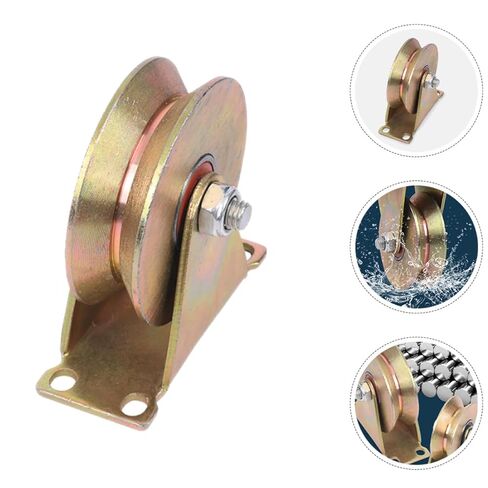 4 Inch V-Shaped Pulley Wheel Heavy Duty Steel Cable Traction Block Ball Bearing Guide for Wire Rope for Ceiling Mounting and Industrial Use in Kuwait