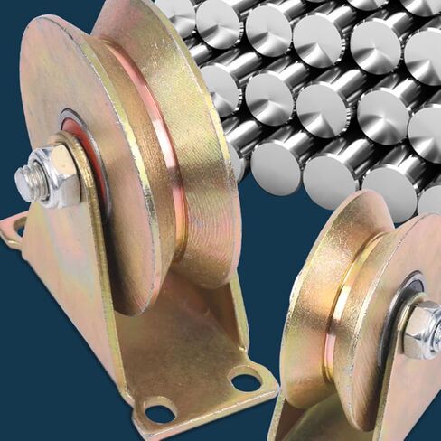 4 Inch V-Shaped Pulley Wheel Heavy Duty Steel Cable Traction Block Ball Bearing Guide for Wire Rope for Ceiling Mounting and Industrial Use in Kuwait