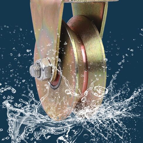 4 Inch V-Shaped Pulley Wheel Heavy Duty Steel Cable Traction Block Ball Bearing Guide for Wire Rope for Ceiling Mounting and Industrial Use in Kuwait