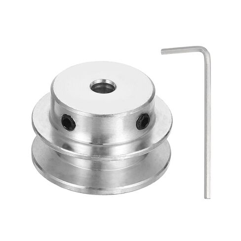 PATIKIL 5mm Fixed Bore 30mm OD Single Groove Pulley, Aluminum Alloy Mechanical V-Belt Pulley with Hex Wrench for Motor Shaft Drilling Machine 5-6 mm PU Round Belt, Silver in Saudi Arabia