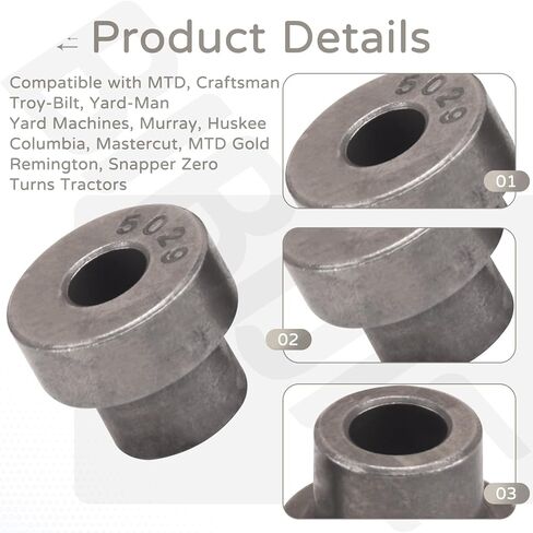 783-08389 Deck Idler Pulley Cap & 748-05029A Shoulder Spacer for Cub Cadet MTD Murray Craftsman Troy-Bilt Yard-Machines Mustang XP Pony Horse Bronco Z254 50 775S 795S Z Force RZT LX LTX GT LGT LGTX in Kuwait
