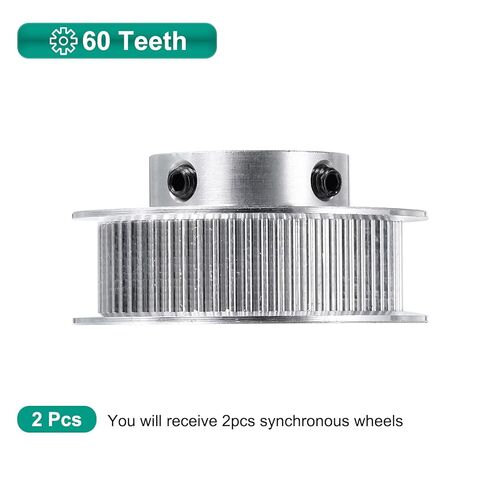 uxcell 2pcs GT-2 60T Pulley Synchronous Wheel 8mm Bore, Aluminum Timing Pulley 60 Teeth, Fit Width 10mm Timing Belt for 3D Printer CNC Machine in Saudi Arabia