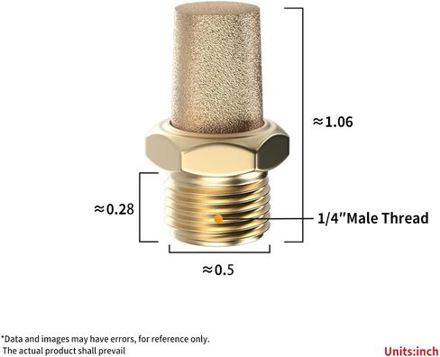 Air Pneumatic Mufflers, 1/4" Male Thread Sintered Bronze Exhaust Muffler Silencer (Pack of 5) in Kuwait