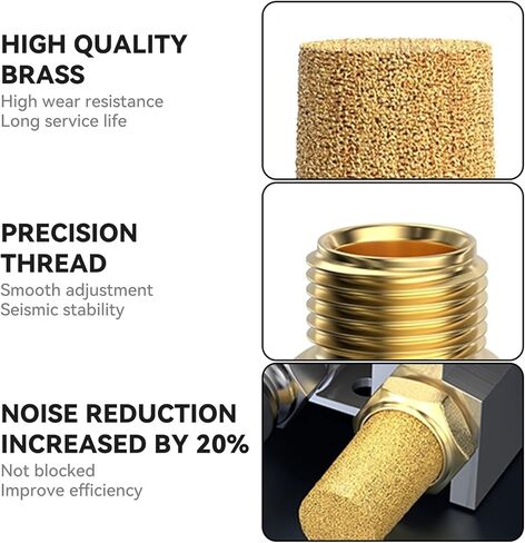 Air Pneumatic Mufflers, 1/4" Male Thread Sintered Bronze Exhaust Muffler Silencer (Pack of 5) in Kuwait