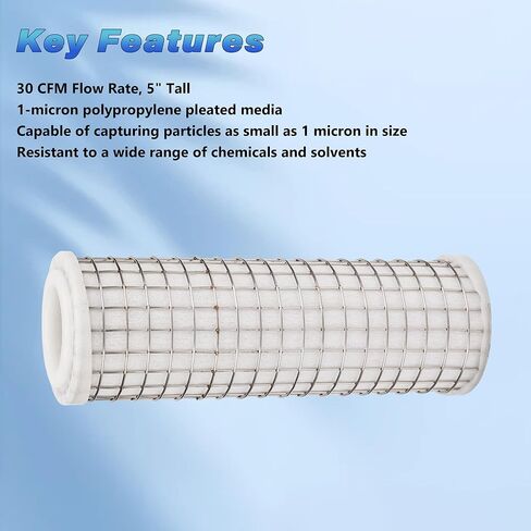 16W406 Coalescer Filter Element 1 Micron Filtration Compatible with Sharpe 22602 Filtration Systems, Dry Aire Filter-Drying Systems, 30 CFM Flow Rate, 5" Tall in Saudi Arabia