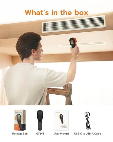 GT14S Thermal Imaging Camera with Thermometer Mode, Ultra-Light 240g, -4°F~1022°F Range, 14H Runtime, Live Tracking with Edge-Enhanced Display, Infrared Camera for HVAC/Electrical Inspection in Kuwait