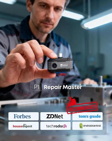 P1 - Thermal Camera for USB-C iPhone & Android, 320x240 Super Resolution Infrared Imager w/3.6℉ Accuracy, -4℉-1112℉ High Temp, Spot Tracker, 15x Zoom, 160x120 Ir Resolution, Grey in Kuwait