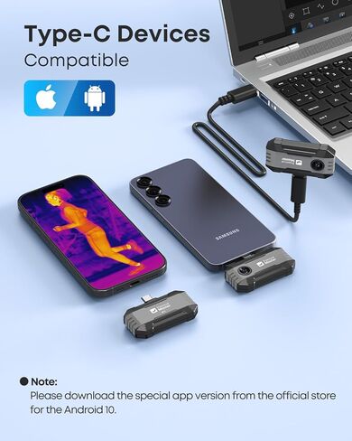 P1 - Thermal Camera for USB-C iPhone & Android, 320x240 Super Resolution Infrared Imager w/3.6℉ Accuracy, -4℉-1112℉ High Temp, Spot Tracker, 15x Zoom, 160x120 Ir Resolution, Grey in Kuwait
