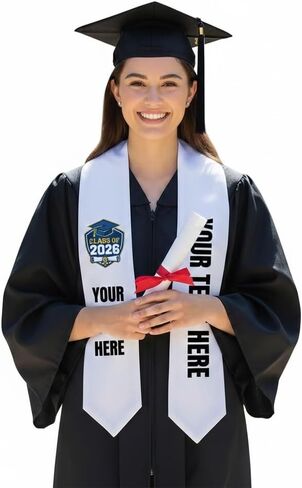Custom White Stole Graduation. Satin Sash for Class of 2024, Black Girl Magic Design, Perfect for Ceremonies & Honors (Black) in Saudi Arabia