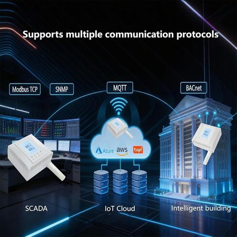 جهاز مراقبة درجة حرارة الشبكة والرطوبة، مقياس الحرارة، مستشعر البيئة، يدعم MQTT، BACnet، SNMP، Modbus TCP، PoE Power Supply in Saudi Arabia