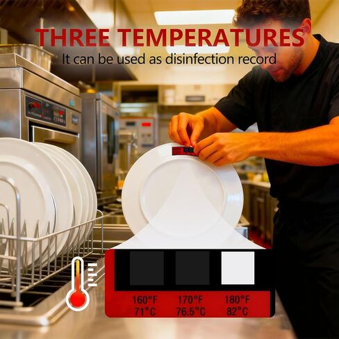 Briidea Dishwasher Temperature Labels, 3‑Temp 160°F/170°F/180°F Sanitizing Strips for Dishwashers, Waterproof Temperature Stickers, 24‑Pack in Saudi Arabia