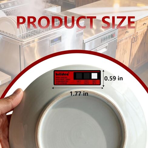 Briidea Dishwasher Temperature Labels, 3‑Temp 160°F/170°F/180°F Sanitizing Strips for Dishwashers, Waterproof Temperature Stickers, 24‑Pack in Saudi Arabia
