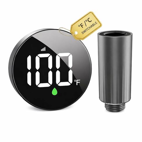 Longriver MX08 Shower Temperature Display, Shower Thermometer with Hydro Powered Sensor, Digital Water Temperature Monitor, Large Adjustable Display, IPX7 Waterproof for Bathroom, °F /°C Switchable in Saudi Arabia