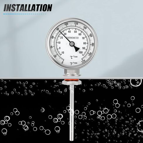 MEANLIN MEASURE 1/2" NPT Bimetal Thermometer, 3.3" Dial, 4.4" Stainless Steel Stem, Accuracy 2%, Lower Mount, Temperature Range 0-220°F/-10-100°C for Hot Water, Boilers and Pipes in Saudi Arabia