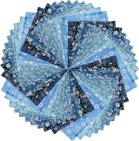 50 قطعة مربعات من نسيج القطن متعدد الألوان مقاس 10 × 10 بوصة لخياطة اللحف، مربعات قماش مقطوعة مسبقًا للحرف اليدوية، زهور in Kuwait