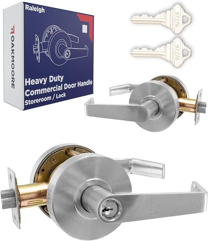 Heavy Duty Commercial Bathroom Door Handle with Lock | Privacy Commercial Door Locks | Grade 2 Restroom Lever | For Offices & Industrial Use | UL CUL & ADA – Nickel Chrome Finish – ANSI A156.2 in Saudi Arabia