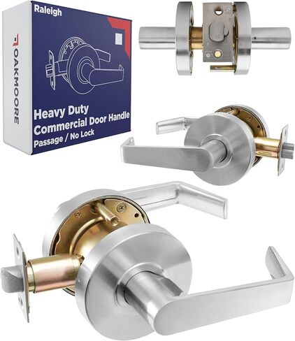 Heavy Duty Commercial Bathroom Door Handle with Lock | Privacy Commercial Door Locks | Grade 2 Restroom Lever | For Offices & Industrial Use | UL CUL & ADA – Nickel Chrome Finish – ANSI A156.2 in Saudi Arabia