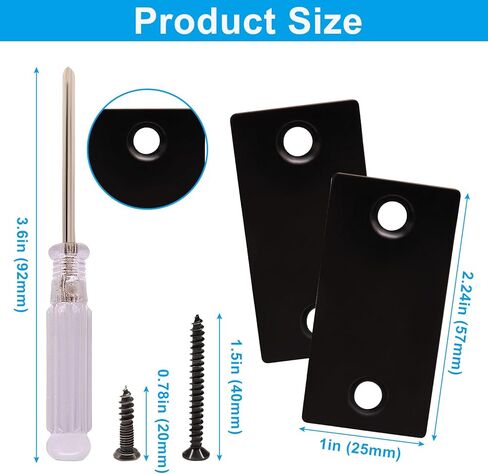 1 Pack 2.24" x 1.1" Door Edge Hole Filler Plate, Square Corner Deadbolt Cover Plate Stainless Steel, Matte Black Strike Plate for Home Security, Entry Doors in Saudi Arabia