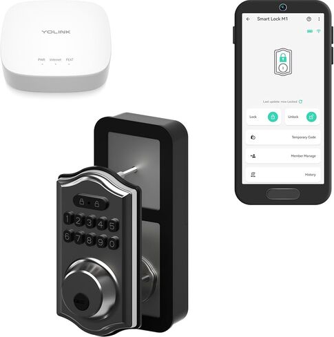 قفل YoLink Smart Deadbolt مع لوحة المفاتيح، التحكم في Fob والتطبيقات، الدخول بدون مفتاح، طرق فتح متعددة، آمن وموثوق، Alexa، Google، IFTTT، متوافق مع مساعد المنزل، مطلوب YoLink Hub in Saudi Arabia