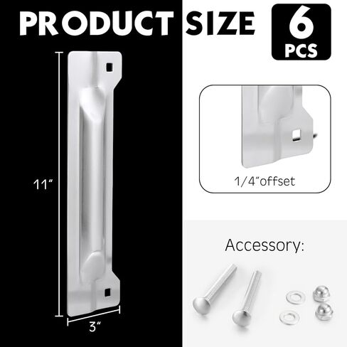 Landhoow 6 Pcs 3" x 11" Latch Guard Plate Cover Electroplated Carbon Steel Door Latch Cover Latch Protector Door Security Strike Plate Against Forced Entry Easy to Install for Outswinging Doors in Kuwait