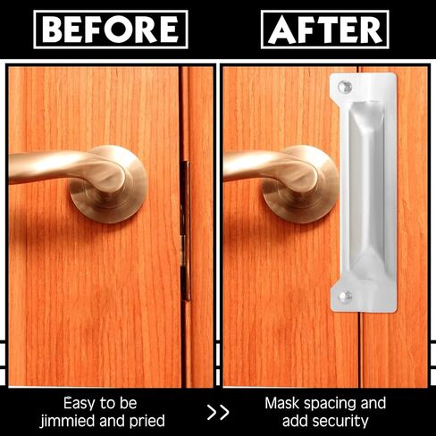 Landhoow 6 Pcs 3" x 11" Latch Guard Plate Cover Electroplated Carbon Steel Door Latch Cover Latch Protector Door Security Strike Plate Against Forced Entry Easy to Install for Outswinging Doors in Kuwait