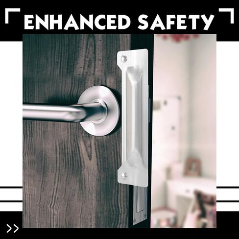 Landhoow 6 Pcs 3" x 11" Latch Guard Plate Cover Electroplated Carbon Steel Door Latch Cover Latch Protector Door Security Strike Plate Against Forced Entry Easy to Install for Outswinging Doors in Kuwait