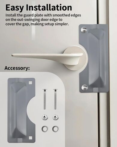 Door Latch Guard, 2 PCS 3" x 7" Door Latch Cover & Door Latch Plate, Carbon Steel Door Security Plate for Outswinging Doors, Easy Installation in Kuwait