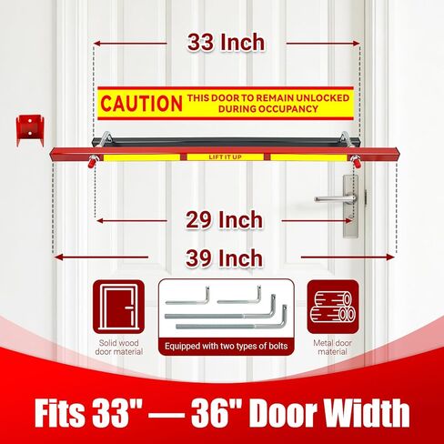 Alloy Steel Door Barricade Security Bar for 33"-36" Outswing Doors - Heavy Duty Indoor Security Pole, Front Door Reinforcement Lock in Kuwait