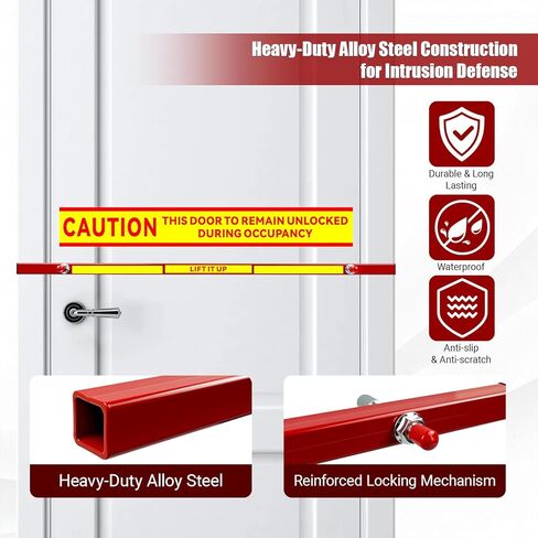 Alloy Steel Door Barricade Security Bar for 33"-36" Outswing Doors - Heavy Duty Indoor Security Pole, Front Door Reinforcement Lock in Kuwait