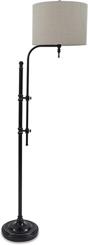 تصميم مميز من Ashley Anemoon مصباح أرضي معدني كاجوال مقاس 64.63 بوصة مع ذراع قابل للتعديل، أسود in Kuwait