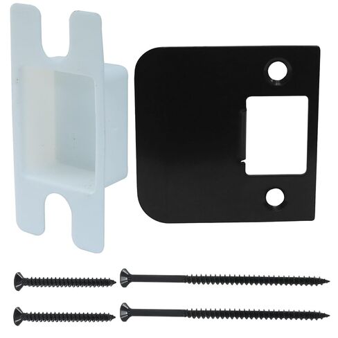 1 Pack 2-1/4" x 2-1/4" Extended Lip Strike Plate with Reinforced Torx/Star Screws & Plastic Dust Box (Matte Black) in Kuwait