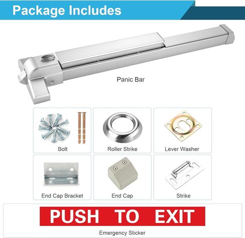 25.5" Commercial Panic Exit Device - Stainless Steel Push Bar Door Lock for Single/Double Doors, Anti-Corrosion Emergency Exit Hardware (Surface Mount) in Kuwait