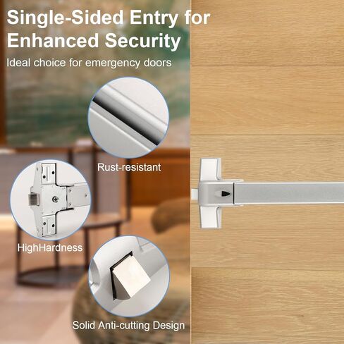 25.5" Commercial Panic Exit Device - Stainless Steel Push Bar Door Lock for Single/Double Doors, Anti-Corrosion Emergency Exit Hardware (Surface Mount) in Kuwait