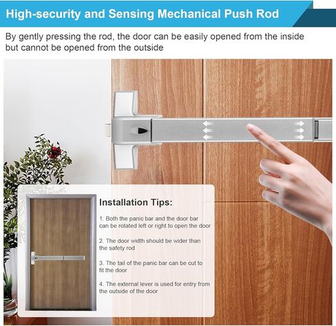 25.5" Commercial Panic Exit Device - Stainless Steel Push Bar Door Lock for Single/Double Doors, Anti-Corrosion Emergency Exit Hardware (Surface Mount) in Kuwait