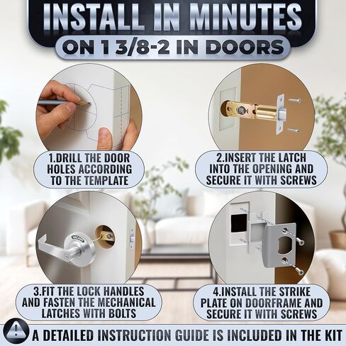 Commercial Door Handle With Lock – Vacant Occupied Bathroom Lock | 304 Stainless Steel, Visible From 50 Ft, Quick Install, L/R, for 1 3/8"–2" Doors | for Public Bathroom & Industrial Buildings in Kuwait