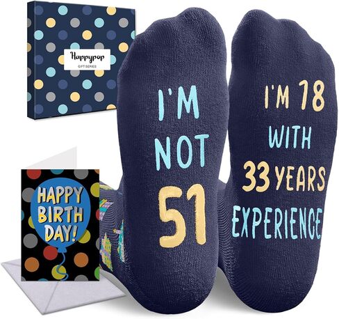 هدايا عيد ميلاد HAPPYPOP للأم والأب - جوارب لذكر أنثى تبلغ من العمر 55 و60 عامًا، أفضل الهدايا للمرأة والرجال مع بطاقة تهنئة in Saudi Arabia