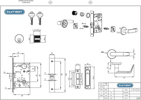Passage Commercial Door Locks Heavy Duty Grade 1 Lever Lock, Non-Handed, UL 3 Hour Fire Rated, ADA Compliant, Matt Bronze Finish (Office) in Kuwait