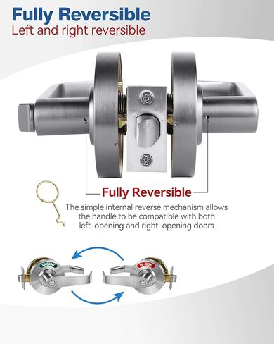 Commercial Grade Bathroom Door Lock-Privacy Indicator Lock Vacant or in-Use, Occupied Door Handle Left Right Reversible Bathroom Lever Lock Perfect for Office, Restaurant, Hospitals (Satin Chrome) in Saudi Arabia