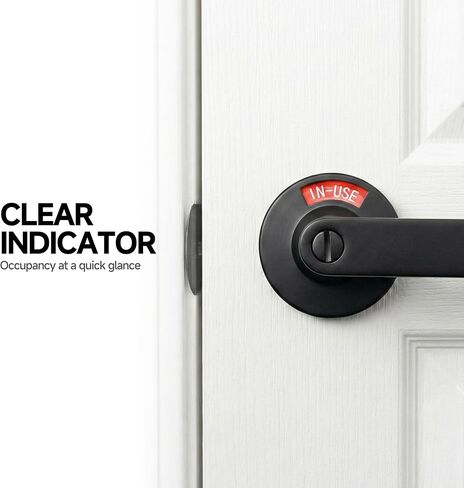 قفل الحمام المحتل الشاغر، مقبض الباب التجاري مع Deadbolt قيد الاستخدام أو الشاغر، قفل مقبض مؤشر الخصوصية للحمامات العامة، الكروم الساتان (70 مم، أسود، مجموعة واحدة) in Kuwait