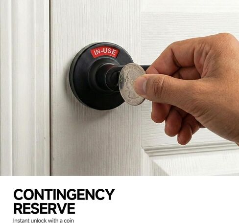 قفل الحمام المحتل الشاغر، مقبض الباب التجاري مع Deadbolt قيد الاستخدام أو الشاغر، قفل مقبض مؤشر الخصوصية للحمامات العامة، الكروم الساتان (70 مم، أسود، مجموعة واحدة) in Kuwait