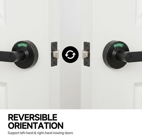 قفل الحمام المحتل الشاغر، مقبض الباب التجاري مع Deadbolt قيد الاستخدام أو الشاغر، قفل مقبض مؤشر الخصوصية للحمامات العامة، الكروم الساتان (70 مم، أسود، مجموعة واحدة) in Kuwait