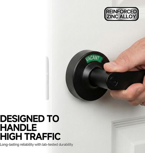 قفل الحمام المحتل الشاغر، مقبض الباب التجاري مع Deadbolt قيد الاستخدام أو الشاغر، قفل مقبض مؤشر الخصوصية للحمامات العامة، الكروم الساتان (70 مم، أسود، مجموعة واحدة) in Kuwait