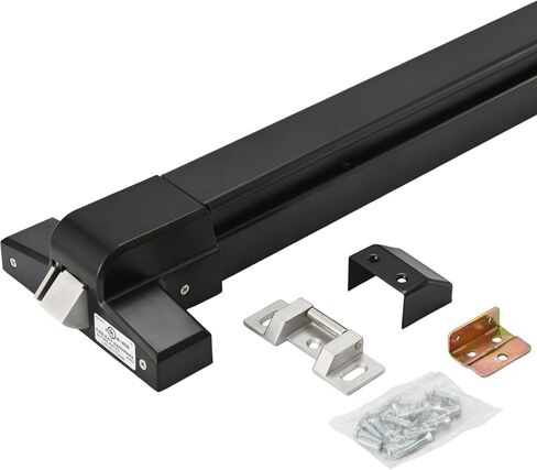 33.5" Panic Bar Exit Device with Exterior Lever Lock & Key Set, Commercial Push Bar Door Lock with Roller Strike Plate & End Caps, UL10C & ANSI Grade 1 Certified Emergency Exit Hardware in Kuwait