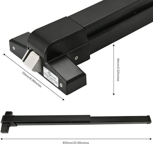 33.5" Panic Bar Exit Device with Exterior Lever Lock & Key Set, Commercial Push Bar Door Lock with Roller Strike Plate & End Caps, UL10C & ANSI Grade 1 Certified Emergency Exit Hardware in Kuwait