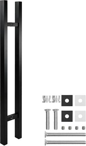 Back to Back Ladder Shape Frameless Glass Shower Door Pulls, Fits 6-12mm(1/4"-1/2") Glass Doors, 23.62 Inch Mounting Hole Distance, Matte Black Stainless Steel Door Handles for Bathroom in Saudi Arabia